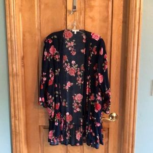 Maurices size XXL navy floral kimono